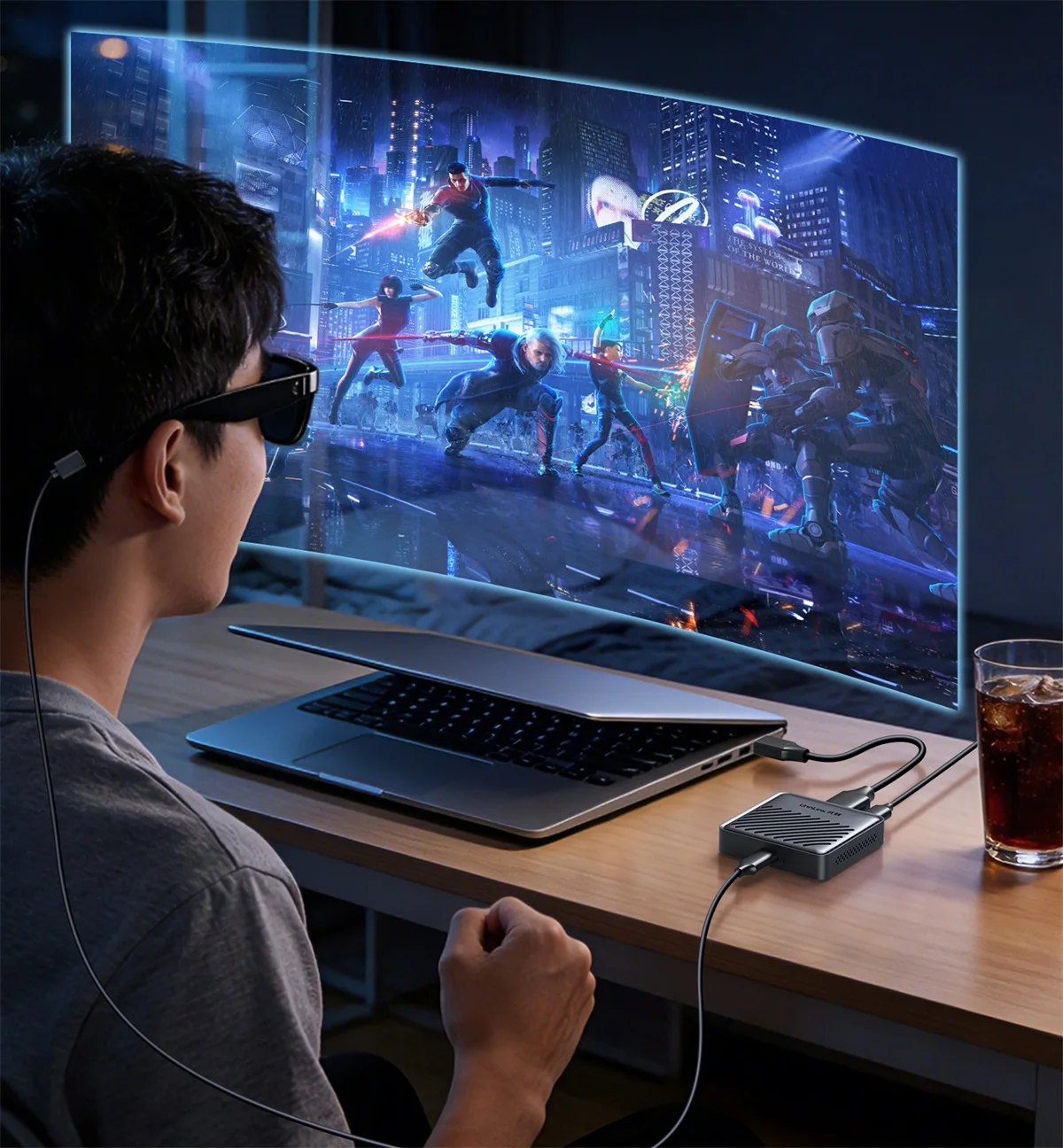 Unnlink HDMI zu USB-C AR-Brillen-Konverter für PS5 PS4 Switch2 Xbox zu Xreal Rokid Rayneo USB-C Tragbarer Bildschirm – Detail 6