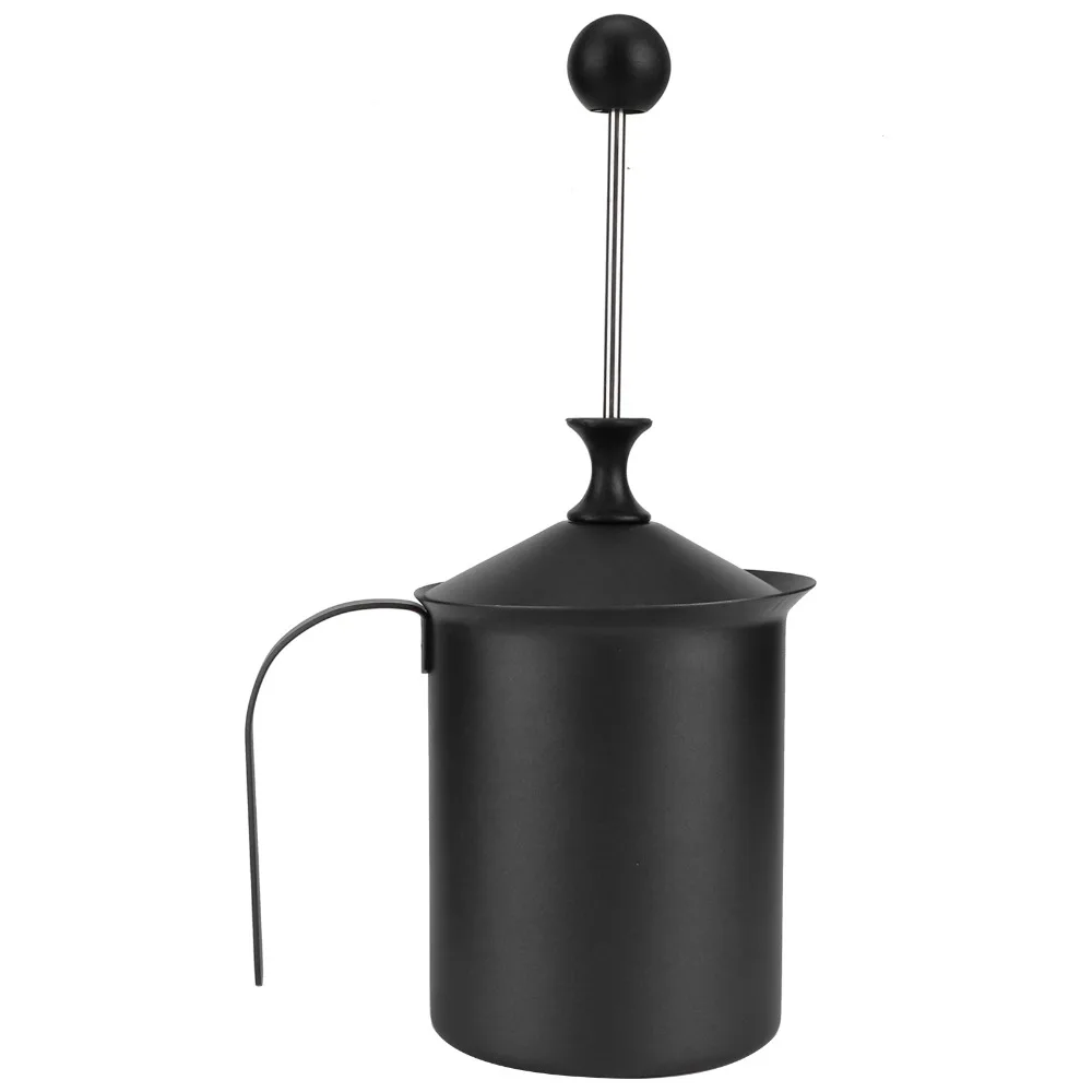 Easy to Use Stainless Steel Milk Frother Double Mesh Handheld Milk Foamer Black Unbreakable Manual Milk Frother Coffee Making