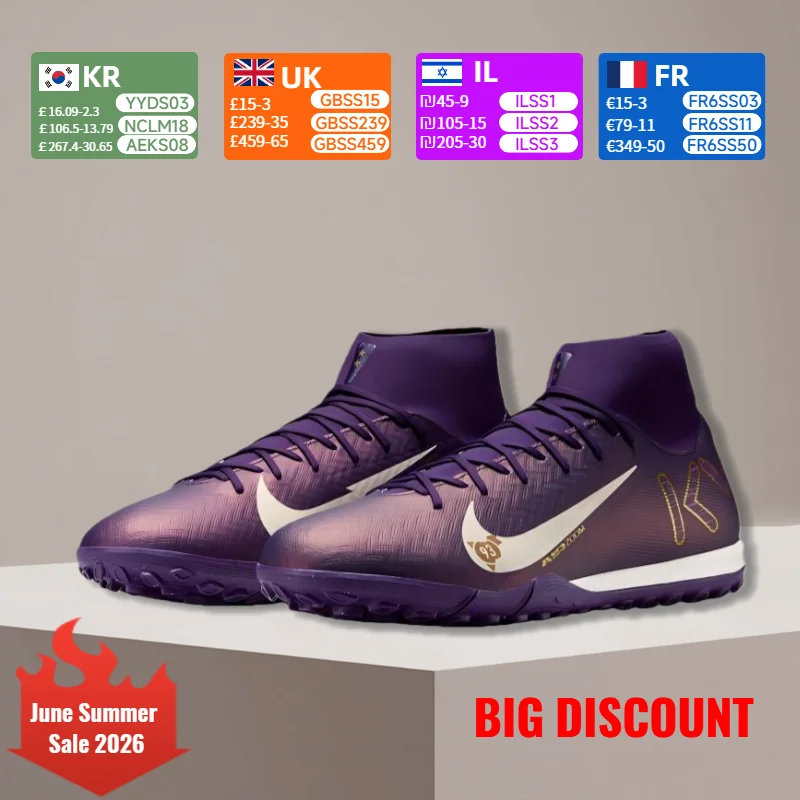 

NIKE SUPERFLY 10 ACADEMY Fashionable Non-Slip Durable Soccer Shoes Unisex Purple FQ8333-500