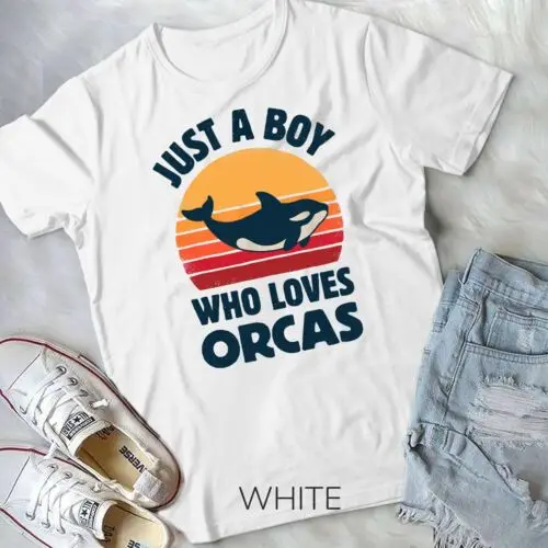 

Killer Whale Just A Boy Who Loves Orcas Sea Animals Retro Unisex T-shirt