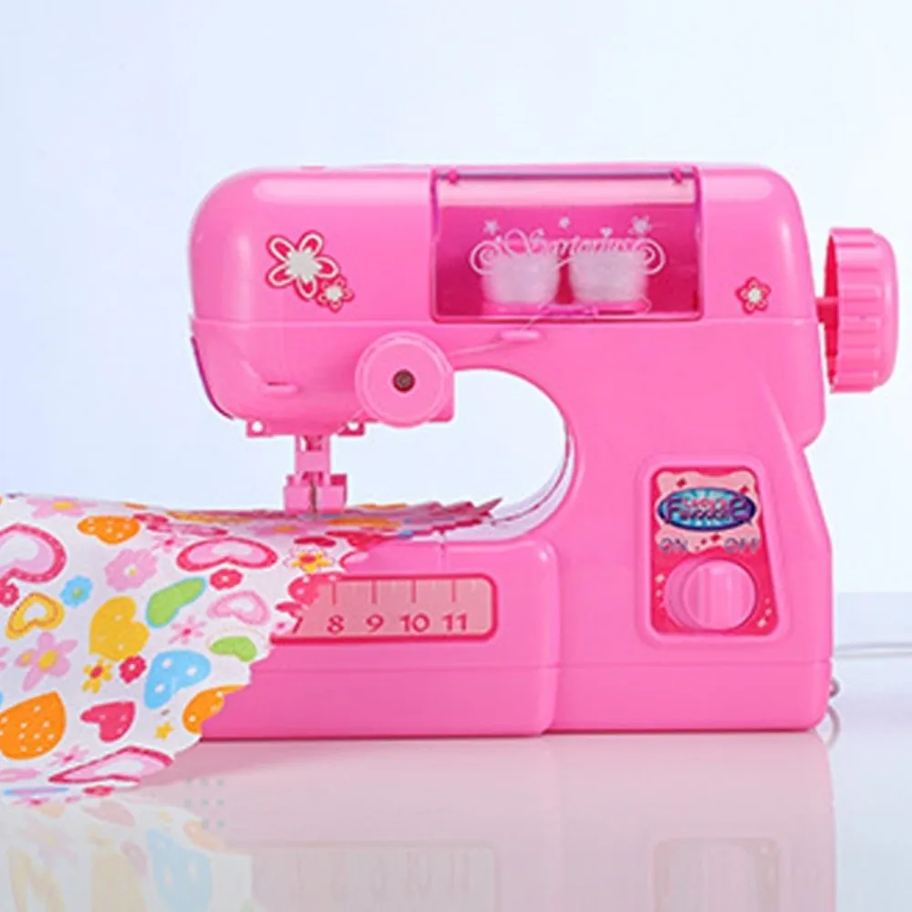 

Simulated Children Sewing Machine Making Clothes Portable Sewing Machine with Light Pink Electric Sewing Boy Girl