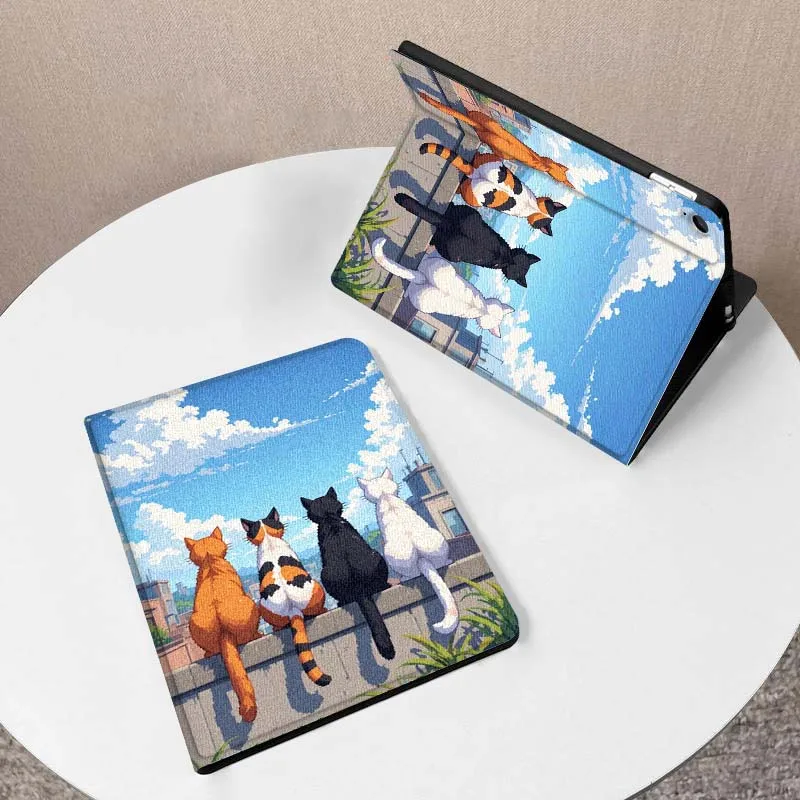 

Cartoon Art Cat For Samsung Galaxy Tab A7 A A8 A9 A11 S6 S11 10.1 10.4 10.5 Inch Lite PLus Tablet Case Gift