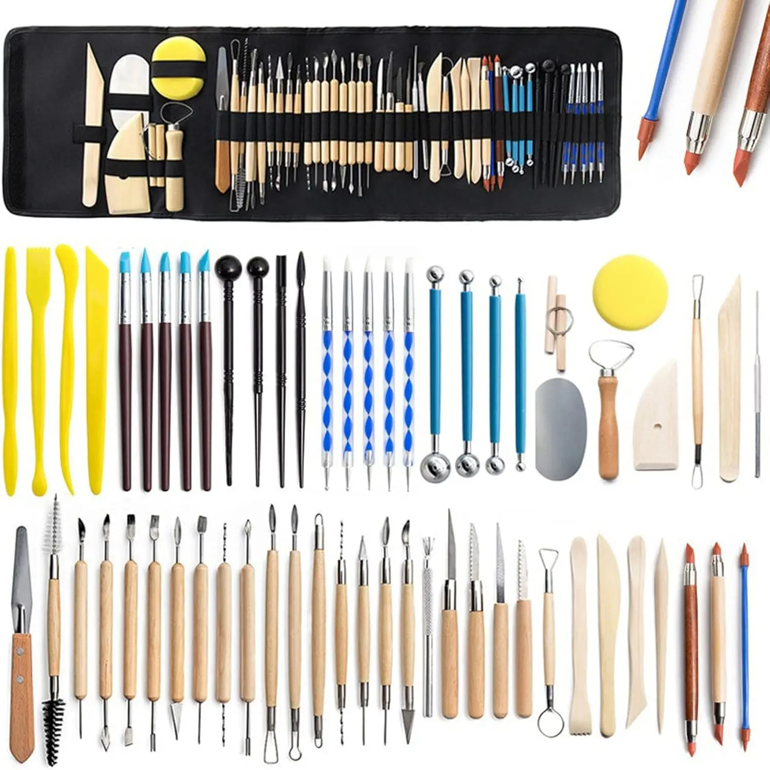 

61-piece Ceramic Clay Sculpture Polymer Tool Set for Beginners, Craft Sculpture Pottery Modeling Carving Smoothing Wax Set