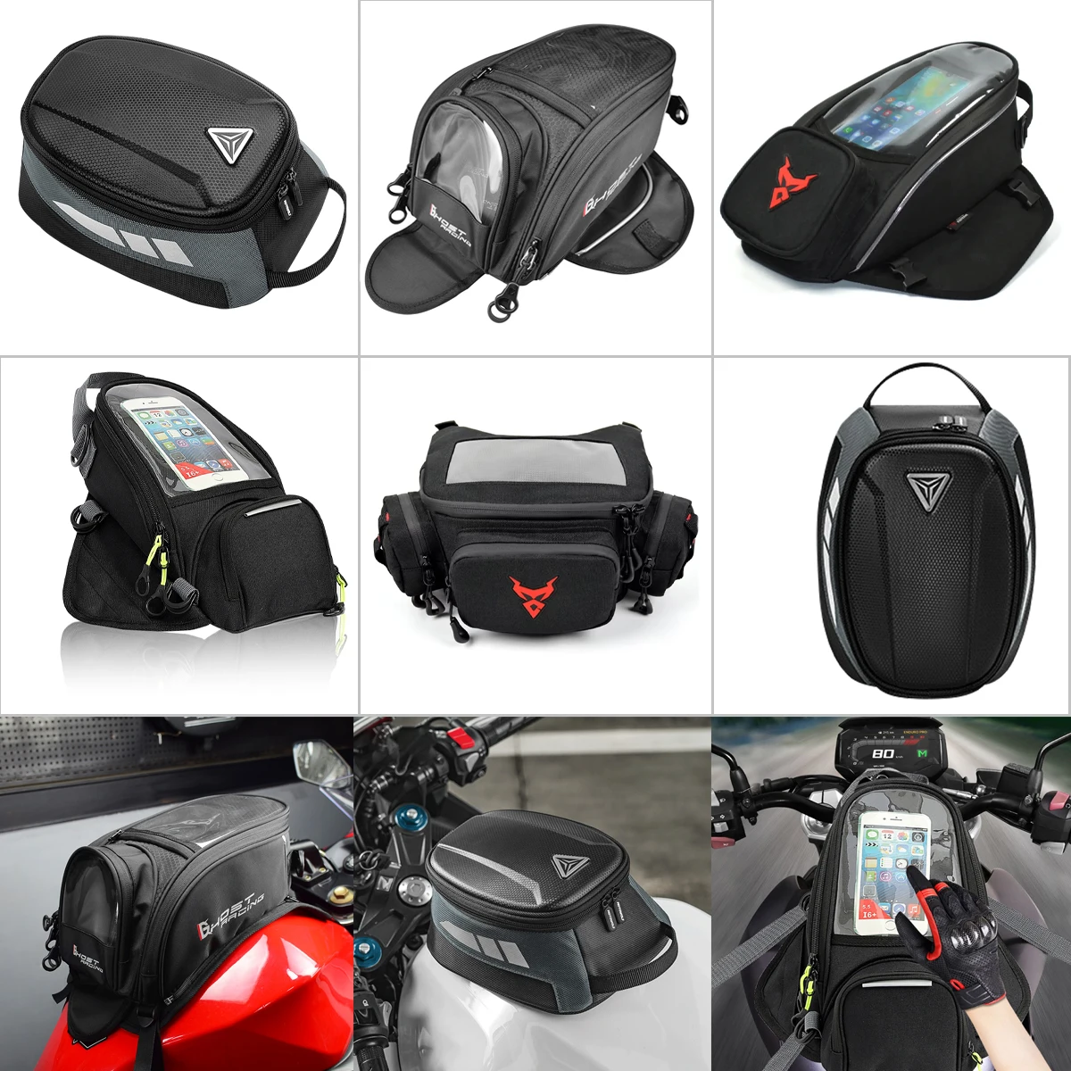 

Waterproof Motorcycle Magnetic Fuel Tank Pack Mobile Phone Navigation Bag Multi-Function Portable Storage Bag Riding Waist Bag