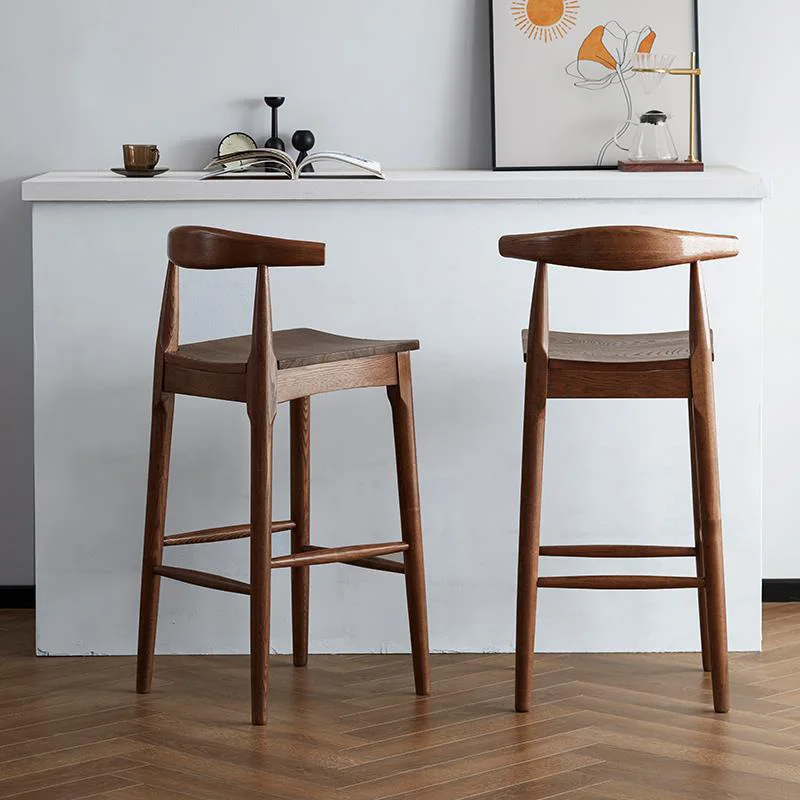 

Black walnut bar chair Modern simple home Japanese solid wood bar stool