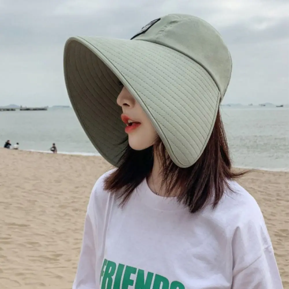 Women Hat Summer Hat UV Protection Fashionable Big Brim Sun Protection Cap Beach Sunhats Ponytail Hat Travel Visor Bucket Hat