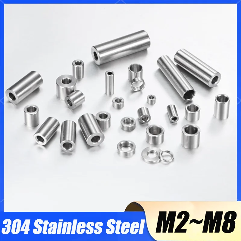 10~20Pcs 304 Stainless Steel M2 M3 M3.5 M4 M5 M6 M7 M8 Bushing Washer Round Hollow Unthreaded Stand-off Spacer Gasket L:3mm~12mm