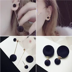 New Artificial Hair Ball Drop Earrings for Women Winter Fashion Round Long Tassel Earrings Statement Red Black Ear Jewelry