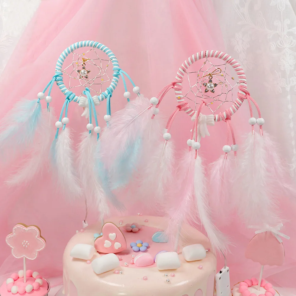 

Dream Catcher Cake Toppers Sky Blue Beautiful Cake Picks for Birthday Baby Shower Wedding Party Decorations Romantic Cupcake