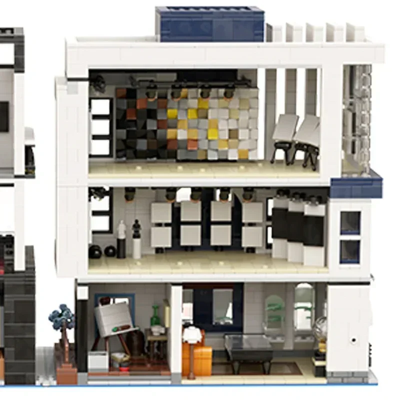 Klocki konstrukcyjne Moc Galeria Sztuki Model Modularny Klocki Technologiczne DIY Widok Ulicy Miasta Zabawki Kreatywne na Prezenty Świąteczne