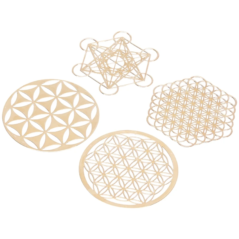 4 pz/set New Metal Energy Decor Sticker Flower Of Life
