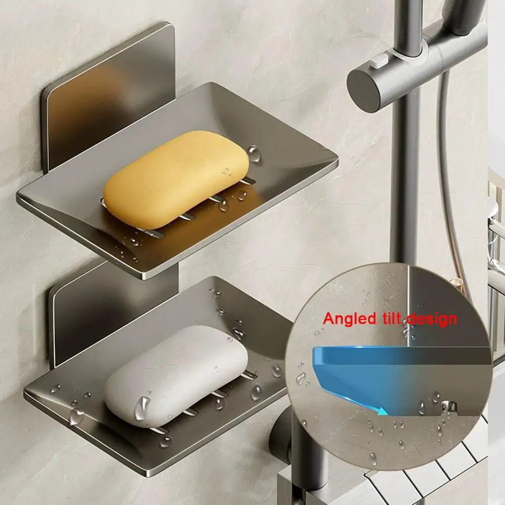 Wall Mounted Aluminum Alloy Soap Holder Bathroom Soap Dish With Drain Water Wall Mounted Soap Box Bathroom Accessories