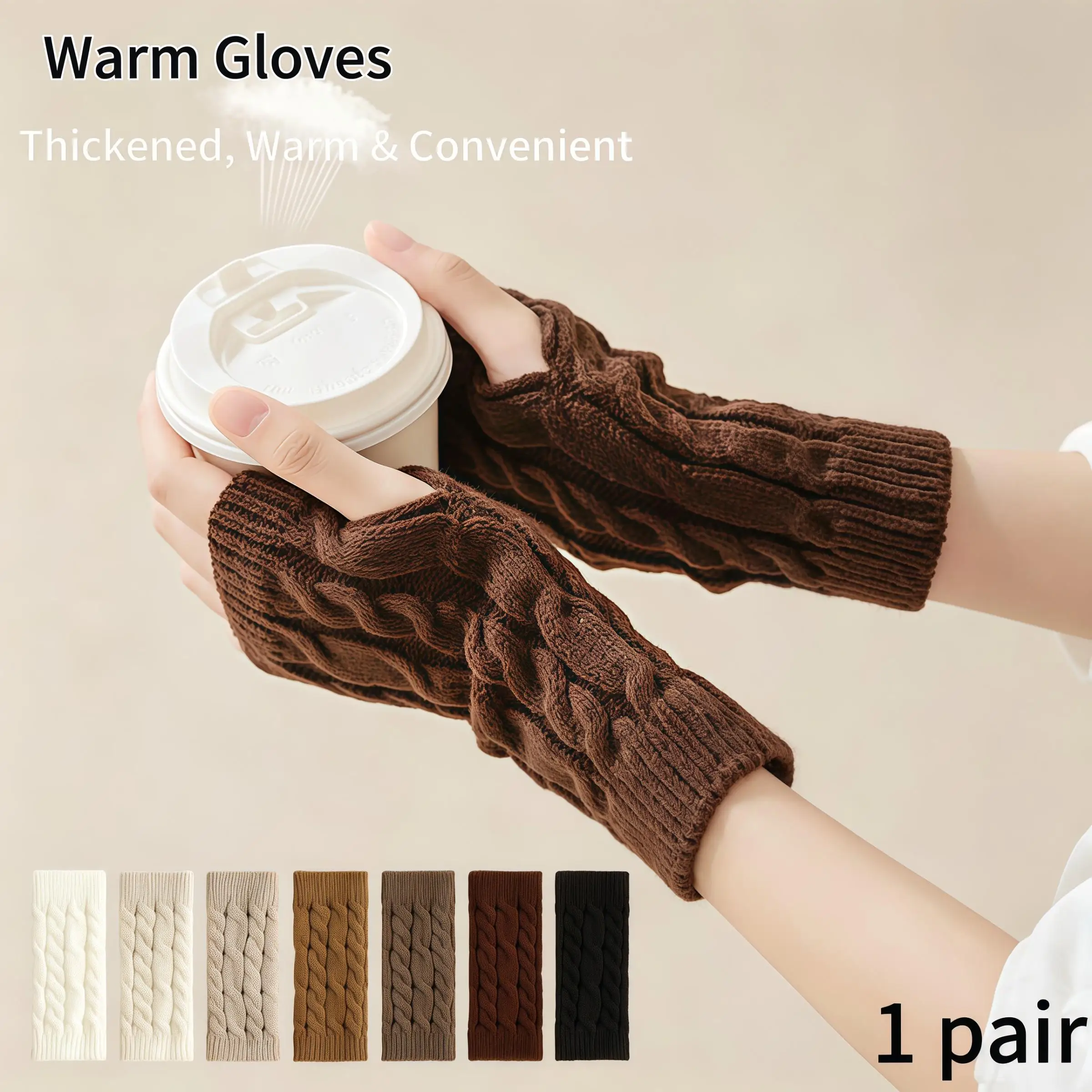 Women Stylish Hand Warmer Winter Gloves Arm Crochet Knitting Faux Wool Mitten Warm Fingerless Glove Twist Pattern Women Gloves