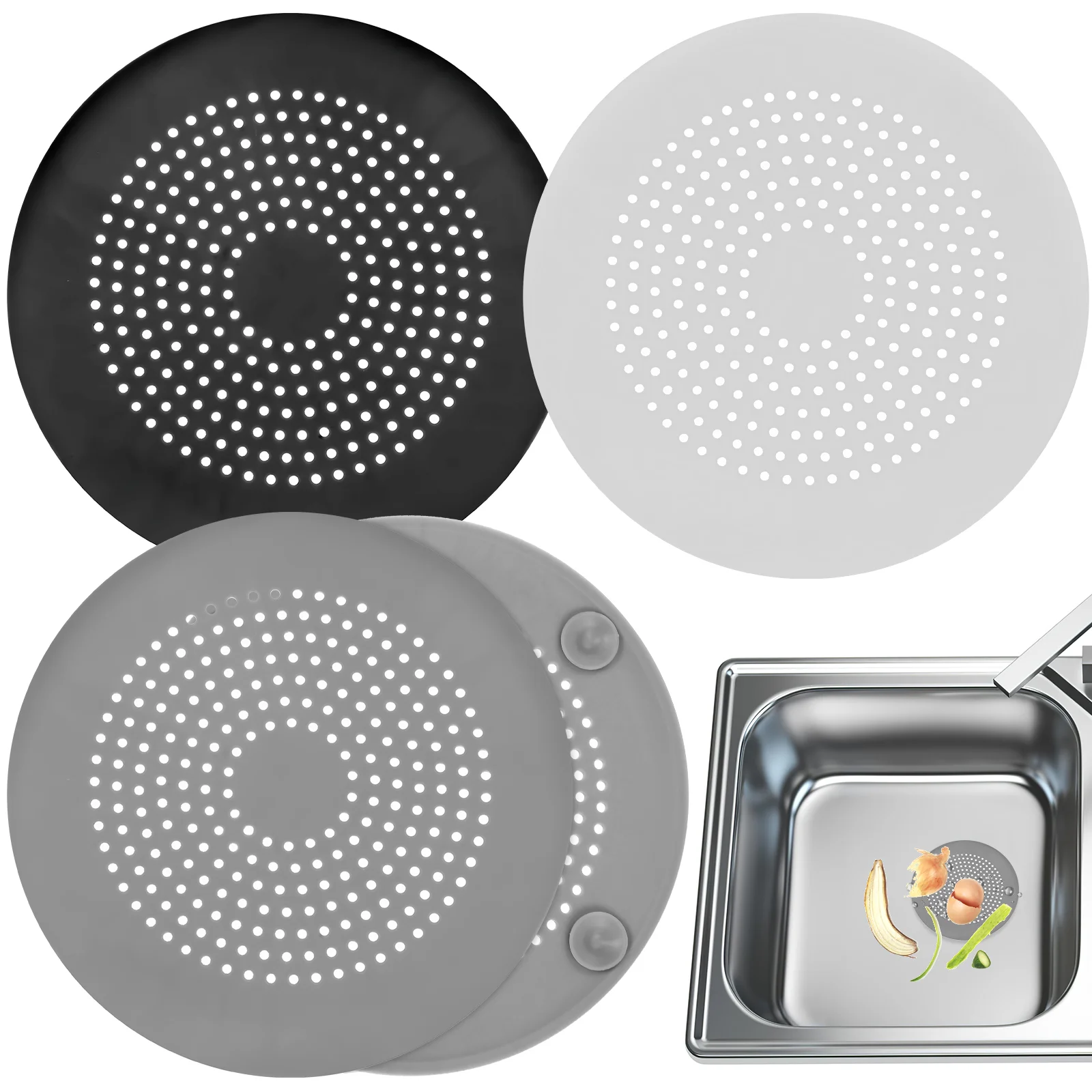 3 Pcs Hair Catcher Shower Drain Sink Strainer Bathroom Sink Drain Strainer Prevent Clogs Maintain Drainage