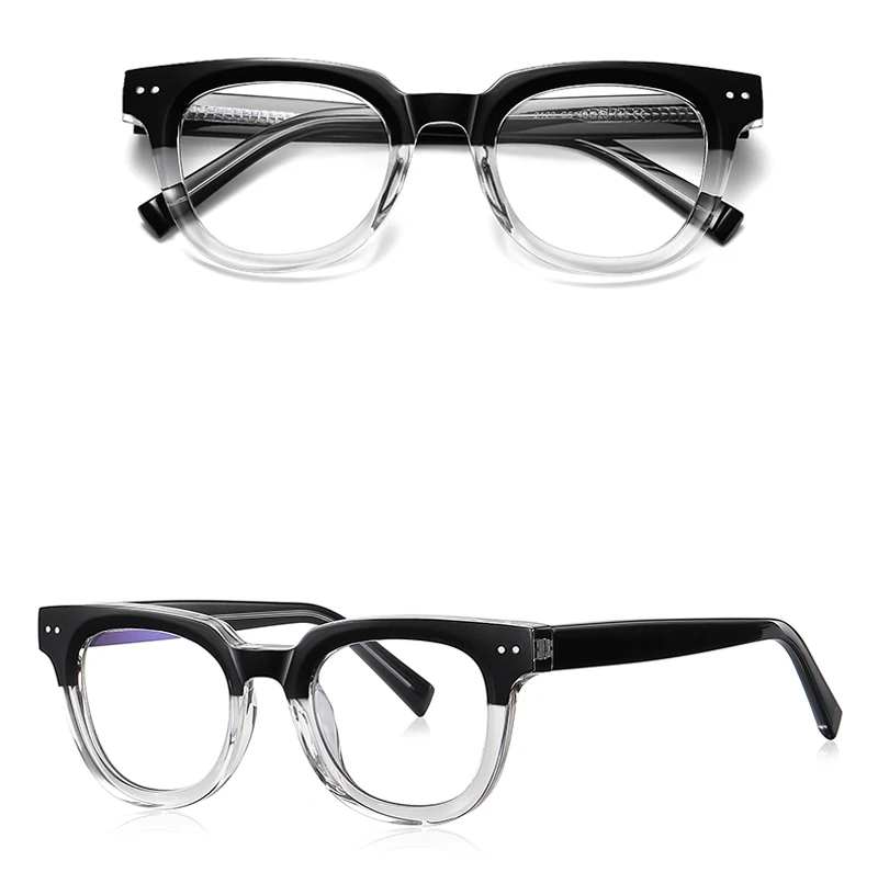 Peekaboo TR90 Anti-Blaulicht-Brille für Herren, Retro-Stil, klare Gläser, optischer Brillenrahmen, Damen, klare Gläser, Nieten, Unisex – Detail 12