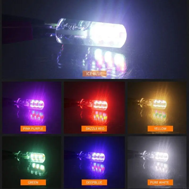 F1CF 2Pcs W5W RGB LED Bulb Car Dome Light Car Interior Reading Light Automotive Lighting Bulb With Remote Control