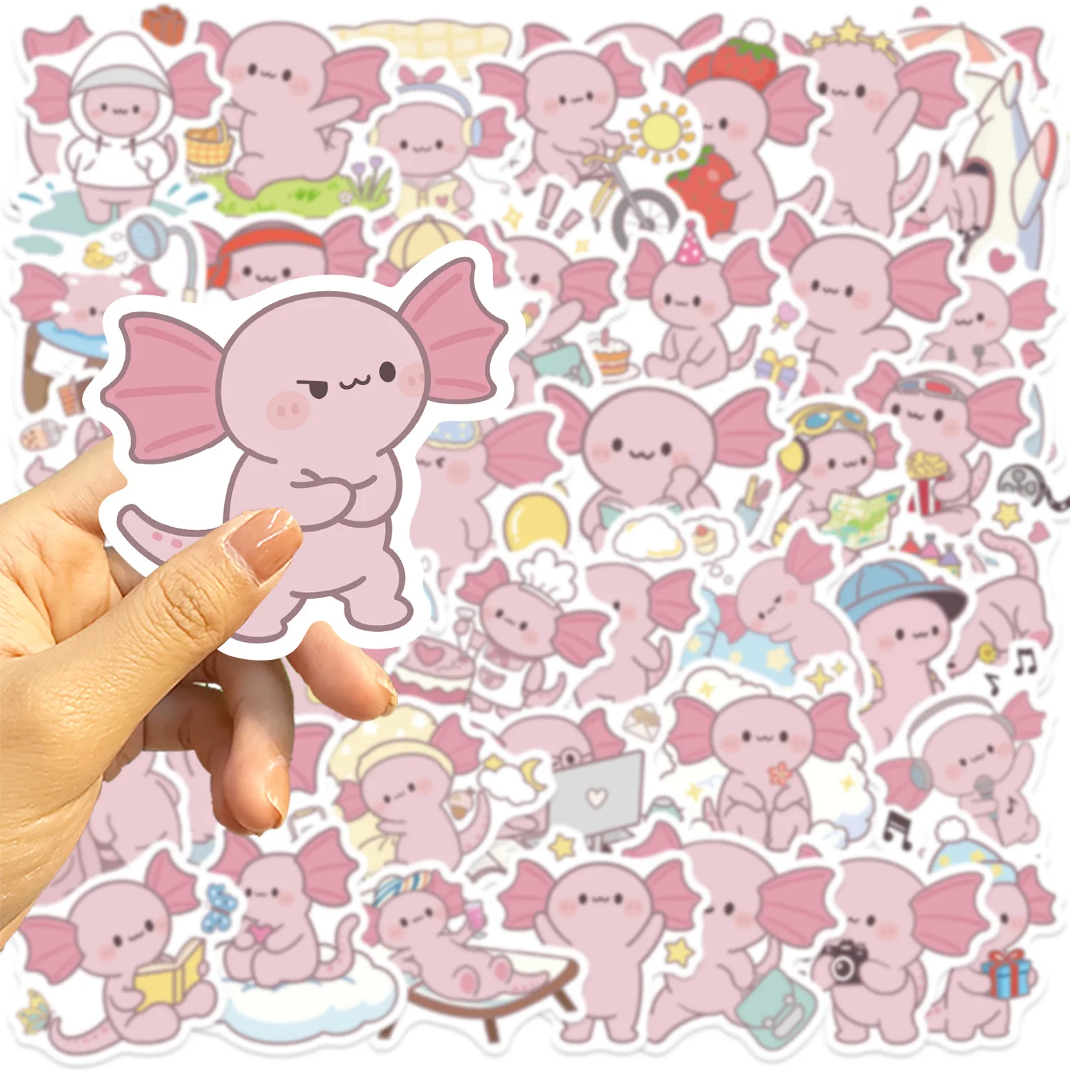 

10/30/50PCS Amusing Cartoon Axolotl Animal Graffiti Waterproof Sticker for Water Cup Phone Computer Notebook Stationery Luggage