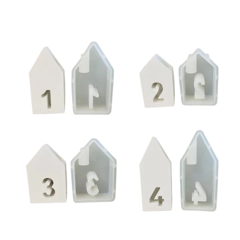 4PCS Resin Silicone Molds Holder Molds Number House Craft Molds Base Molds Suitable for Candle Base