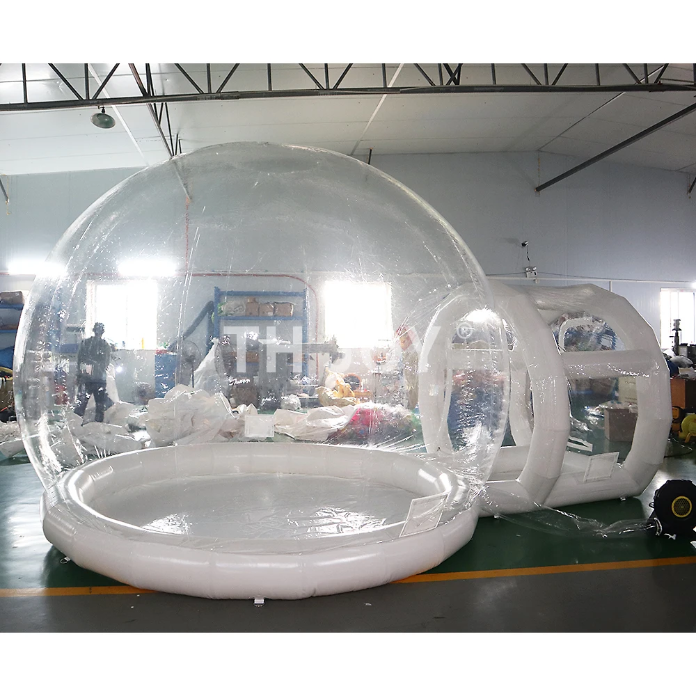 

outdoor activities 2023 newest 17fft long dome tent PVC outside globe camping clear inflatable bubble house for wedding party