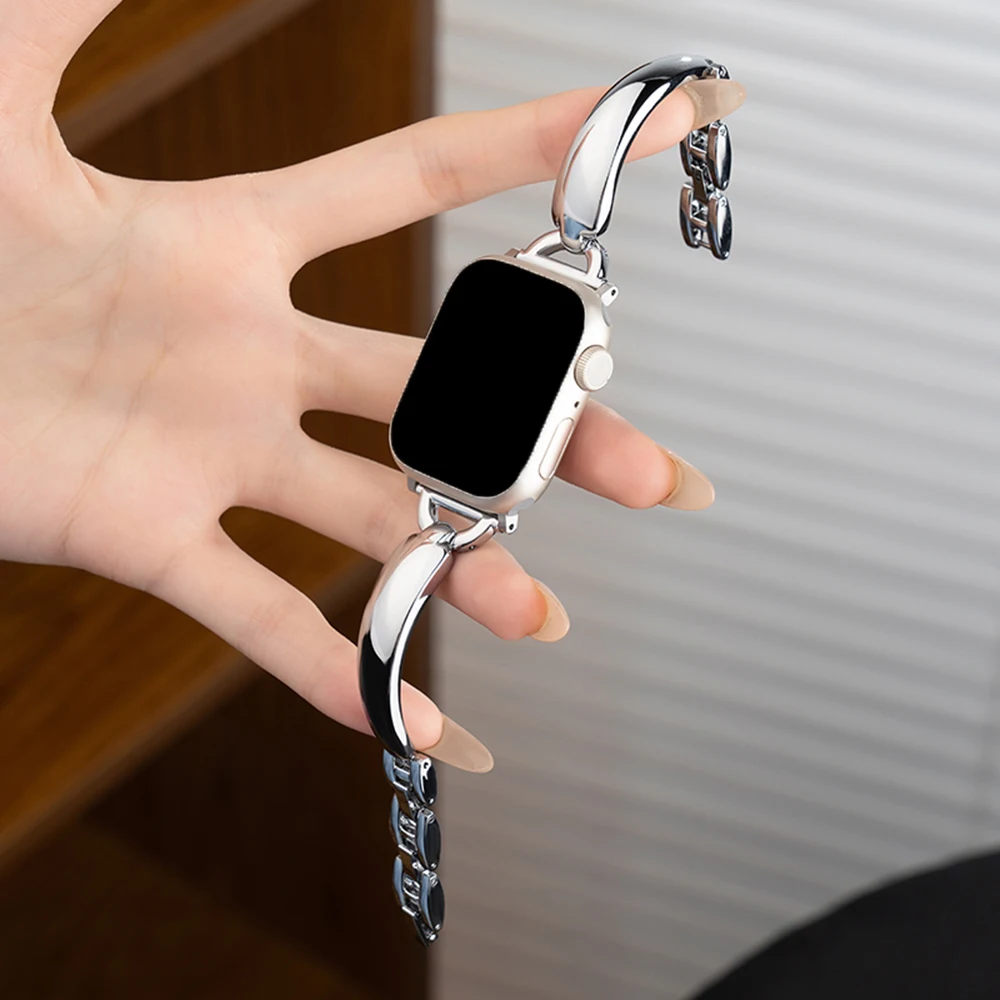 

Ремешок для Apple Watch 10, ремешок 46 мм, 42 мм, Ultra3, 49 мм, 45 мм, 41 мм, 40 мм, 44 мм, браслет из нержавеющей стали iWatch Series 11 9 8 7 6 Correa