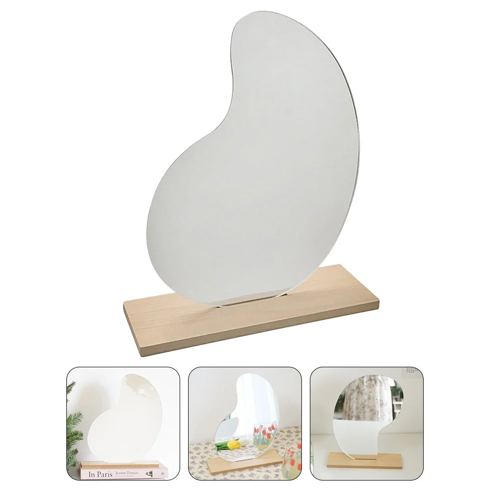

Retro Decor Dresser Mirror Makeup with Stand Desktop Vanity Wood Women