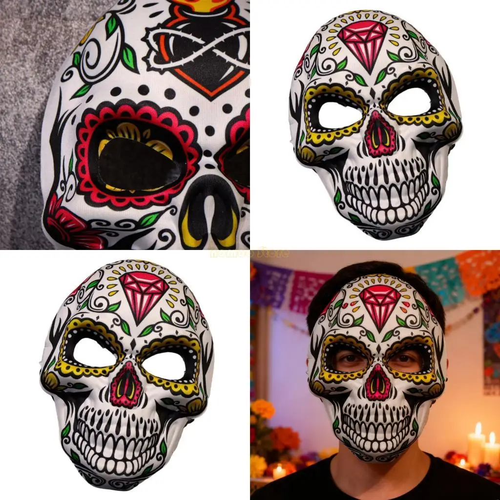 

31BF Detailed Skull Design Breathable EVA Mask Perfect For Halloween Costume Parties Photography Props Role Play Accessories