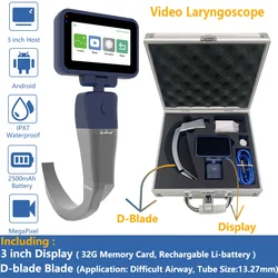 Anesthesia Video Laryngoscope with D-Blade Reportable Video Laryngoscope for Intubation 3.2 inch Display Video Endoscope