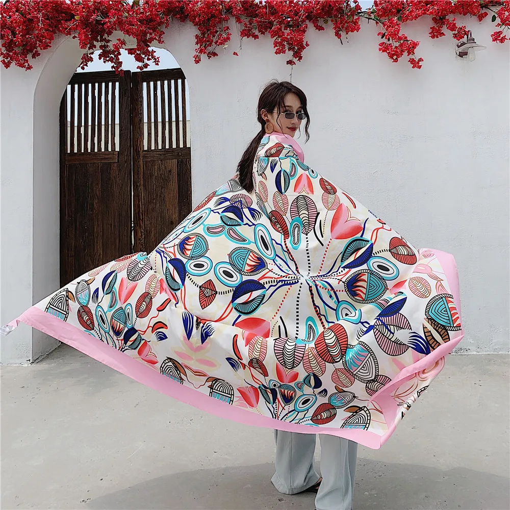 

Fashionable Women Scarf 1PC Large Sun Protection Shawl Light Silk Beach Wrap Elegant Luxury Vacation Accessory