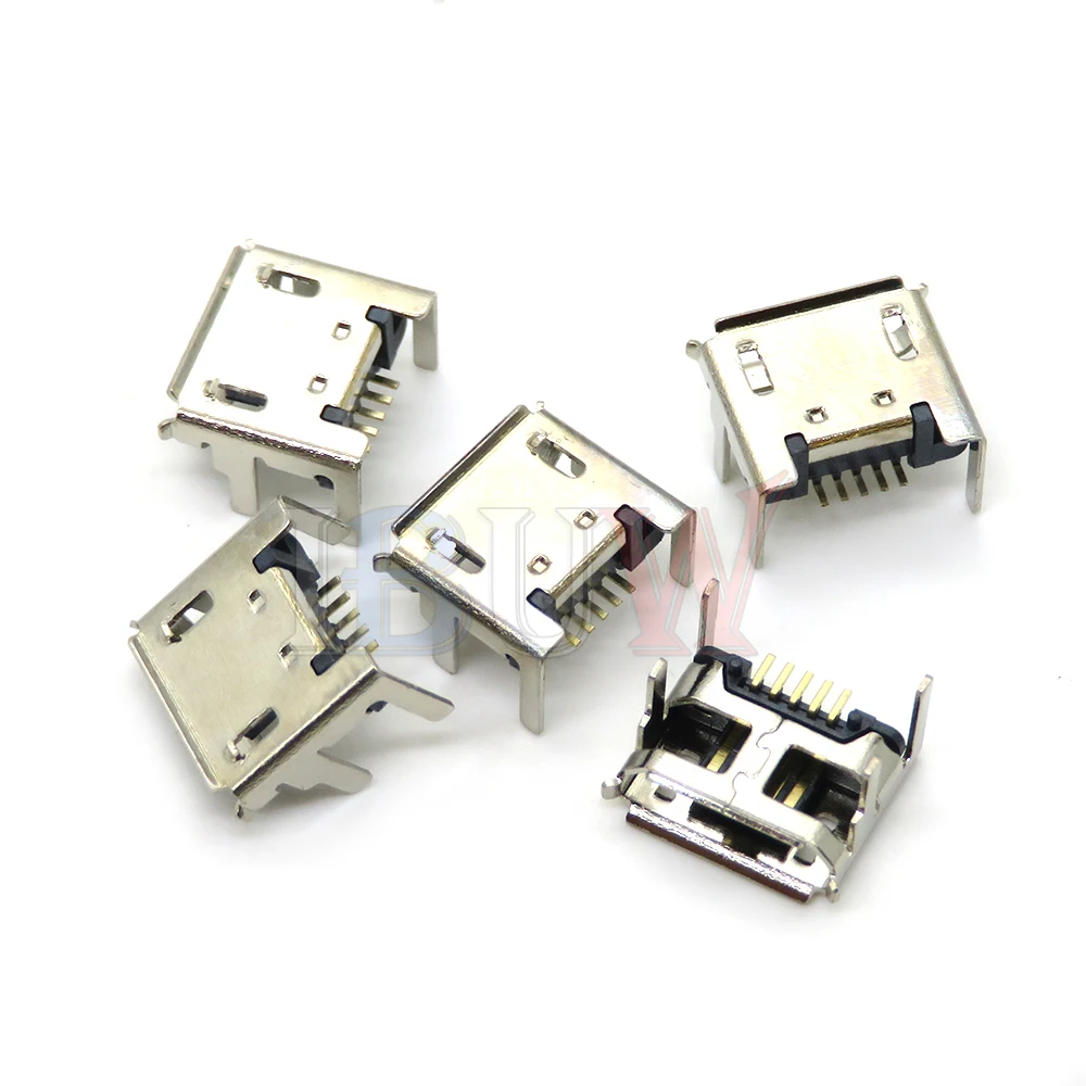 10pcs  Micro USB 5 Pin SMT Socket Connector Type B Female Placement SMD DIP USB Charging Connectors 2PIN SMD/DIP