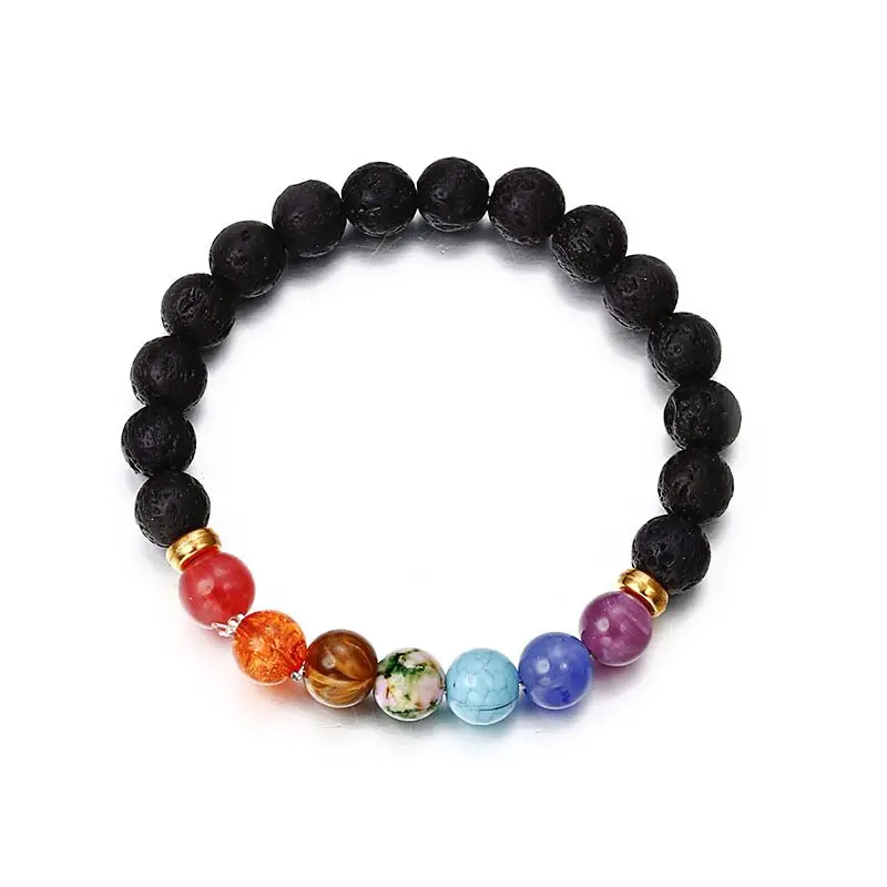 7 Chakra Charms Lava Rock Bracelets For Men Women Essential Oils Diffuser Natural stone Beads Chain Fashion handmade Jewelry