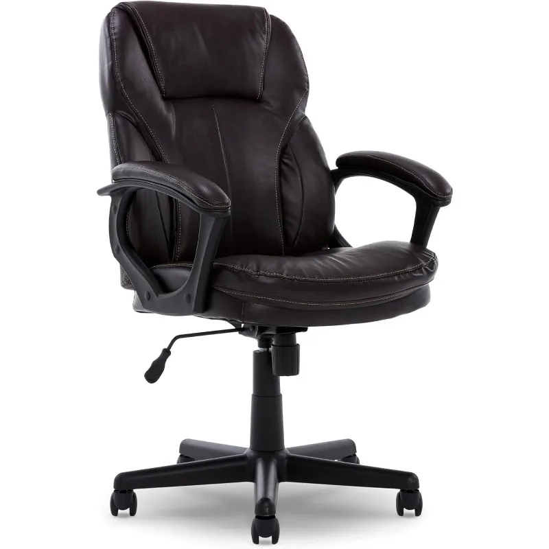 관리자 사무실, 인체공학적 컴퓨터 의자(다층형 바디 베개 윤곽 요추 부위, 인조 가죽, 구운 밤나무 브라운)