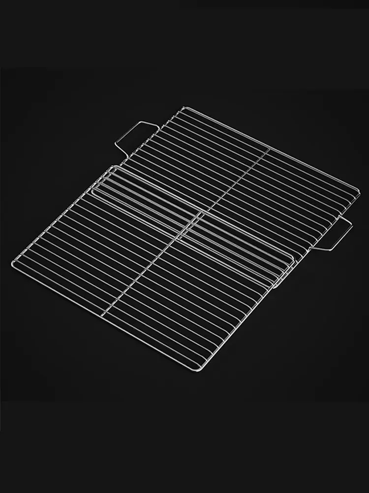 Stainless Steel 304 Food Grade BBQ Charcoal Grate Barbecue Grill Wire Grid Mesh Net with Two Handles for Handy Use