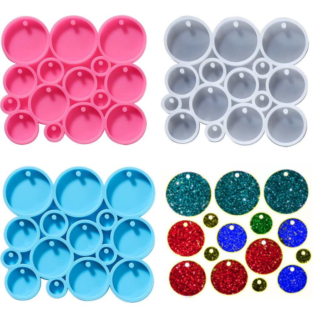 Round Circle Silicone Keychain UV Resin Epoxy Casting Mold for DIY Earring Jewellery Making Material Mould Supplies Handicrafts