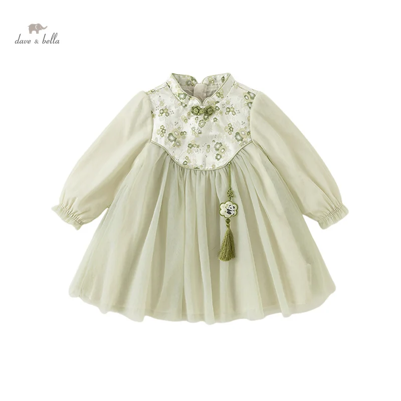 

Dave Bella Princess Dress for Girls Baby Children 2024 New Autumn Mesh Sweet Gentle Fashion Casual Party Outdoor DB3242295