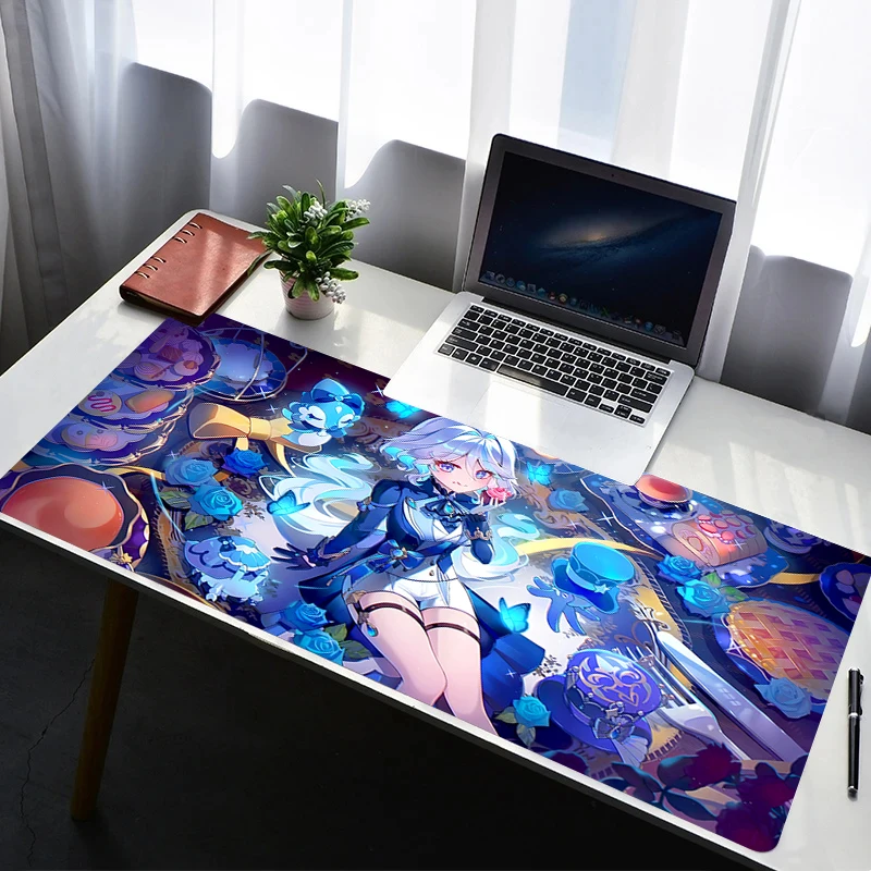 Mouse Pad Non Slip Rubber Mousepad Laptop Gamer Cabinet Keyboard Pad Office Computer Gaming Desk Genshin Impact Furina Mouse Mat