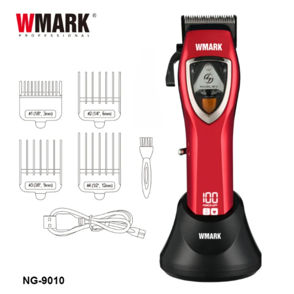 2024 New  Professional Hair Trimmer  WMARK NG-9010 Magnetic Levitation Motor Hair Clipper with Charging Base