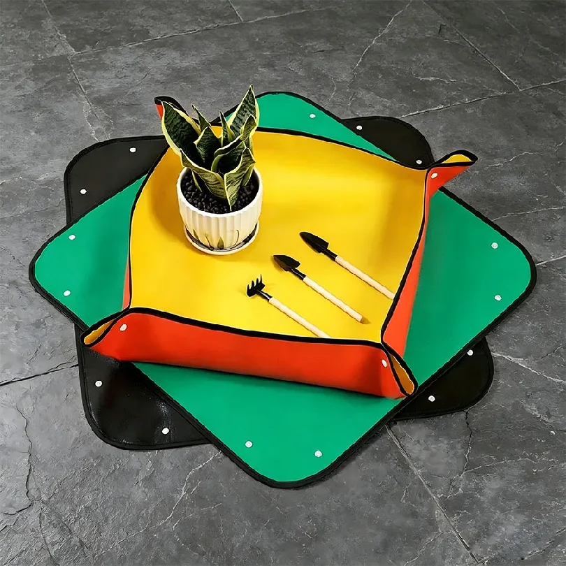 Multi Color Foldable Waterproof Garden Repotting Mat with Handles Reusable Durable for Indoor Outdoor Gardening Easy to Clean
