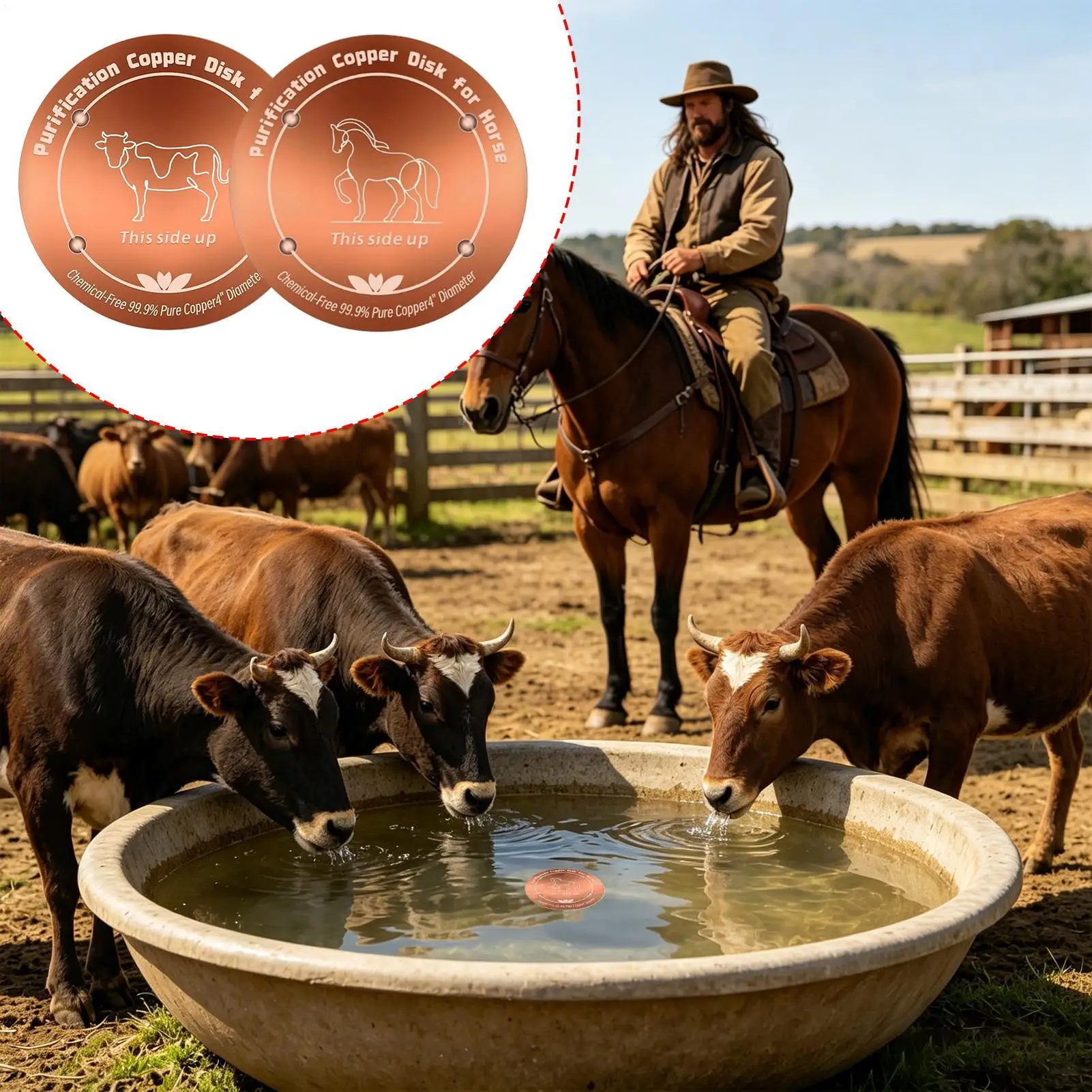 Copper Disk For Drinking Water 4 Inches Physical Safe Cleaning Purifier Horse Bird Bath Disk For All Seasons Outdoor Birdbaths - view 2