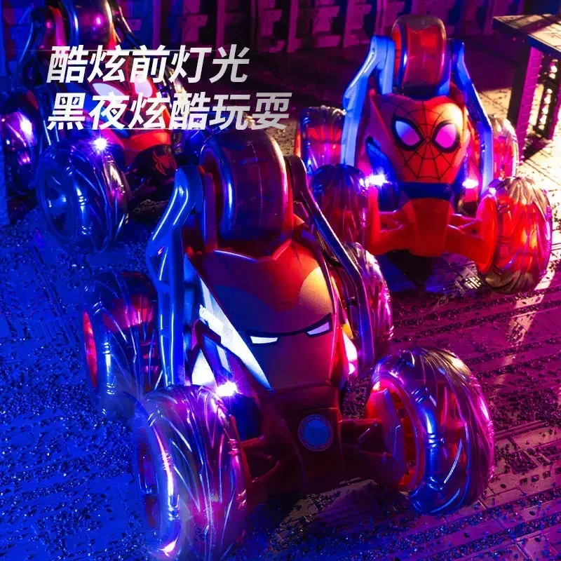 Marvel Spider-Man Iron Man anime figure creative cool and handsome remote control stunt car roll car children's off-road toy car