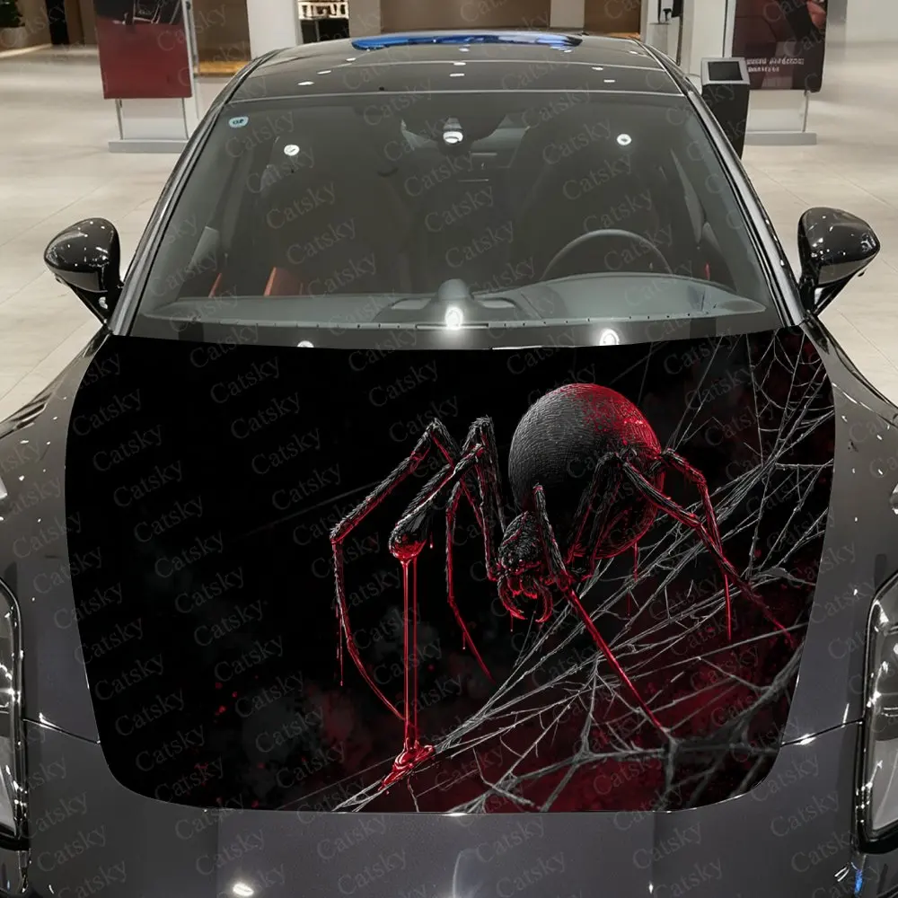 

Scarlet Venom Spider Car Vinyl Wrap, PVC Material Waterproof Car Hood Sticker, Self-Adhesive Scratch-Resistant Stickers for Engi