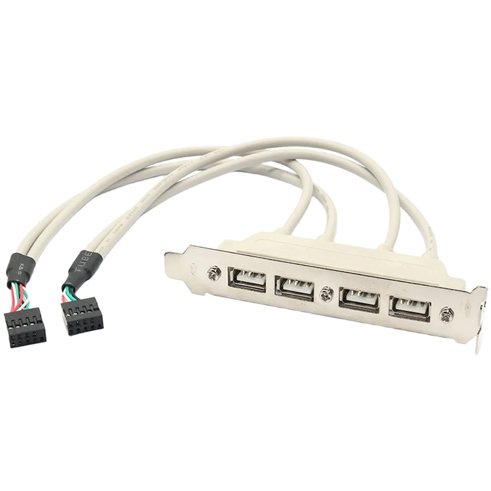 2 Port And 4 Port USB 2.0 Motherboard Rear Panel Extension Cable Adapter For PC Computer Internal Hub Connector White 30cm