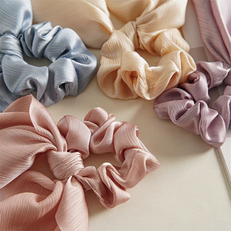Reine Farbe Lange Band Schleife Scrunchies Satin Pferdeschwanz Mode Haargummis Frauen Mädchen Elastische Haarbänder Kopfbedeckung Haarschmuck – Detail 4