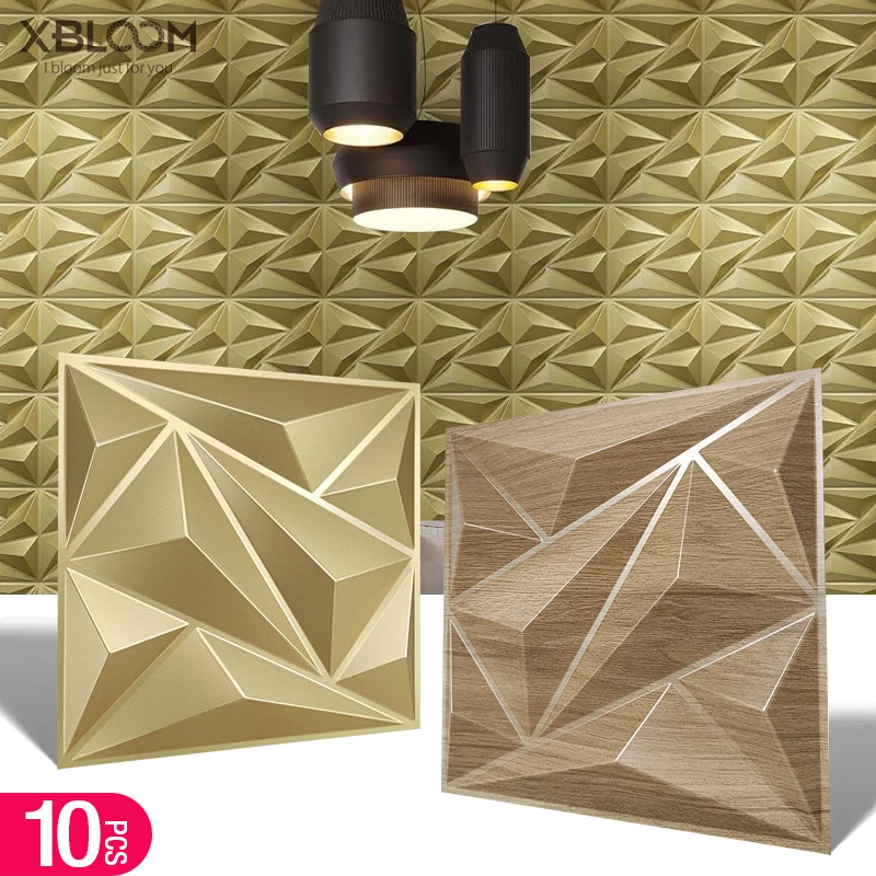 

10 шт. 3D настенная панель 30x30 см, Золотая мозаика, украшение на стену для гостиной, спальни, отеля, офиса, киберспортивной игры, 3D наклейка на стену