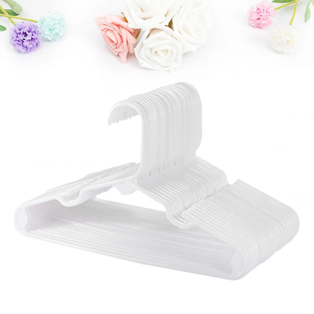 20pcs Kids Clothes Hangers Practical Clothes Hangers Plastic Clothes Hangers Coat Hook for Kid Home (White)