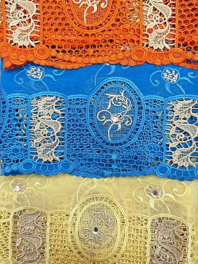 100% Cotton Luxury Scarf Dubai African Islamic Women's LOVE Pattern Embroidery Chemical Lace Scarf in Multiple Colors