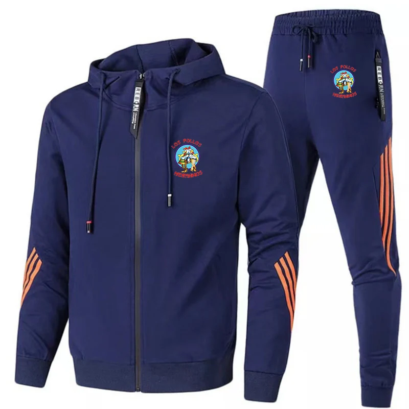 2024 LOS POLLOS Hermanos uomo primavera e autunno nuova cerniera felpa con cappuccio di alta qualità moda stampata abbigliamento sportivo Casual Set all'aperto