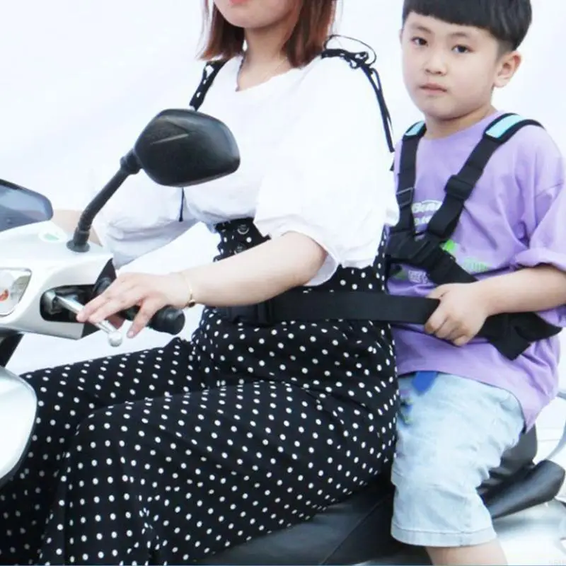 95AE Universal Child Motorcycle Safety Belt with Reflective Strip for Kids Rear for Seat Grab Handle Strap Harness Adjustable