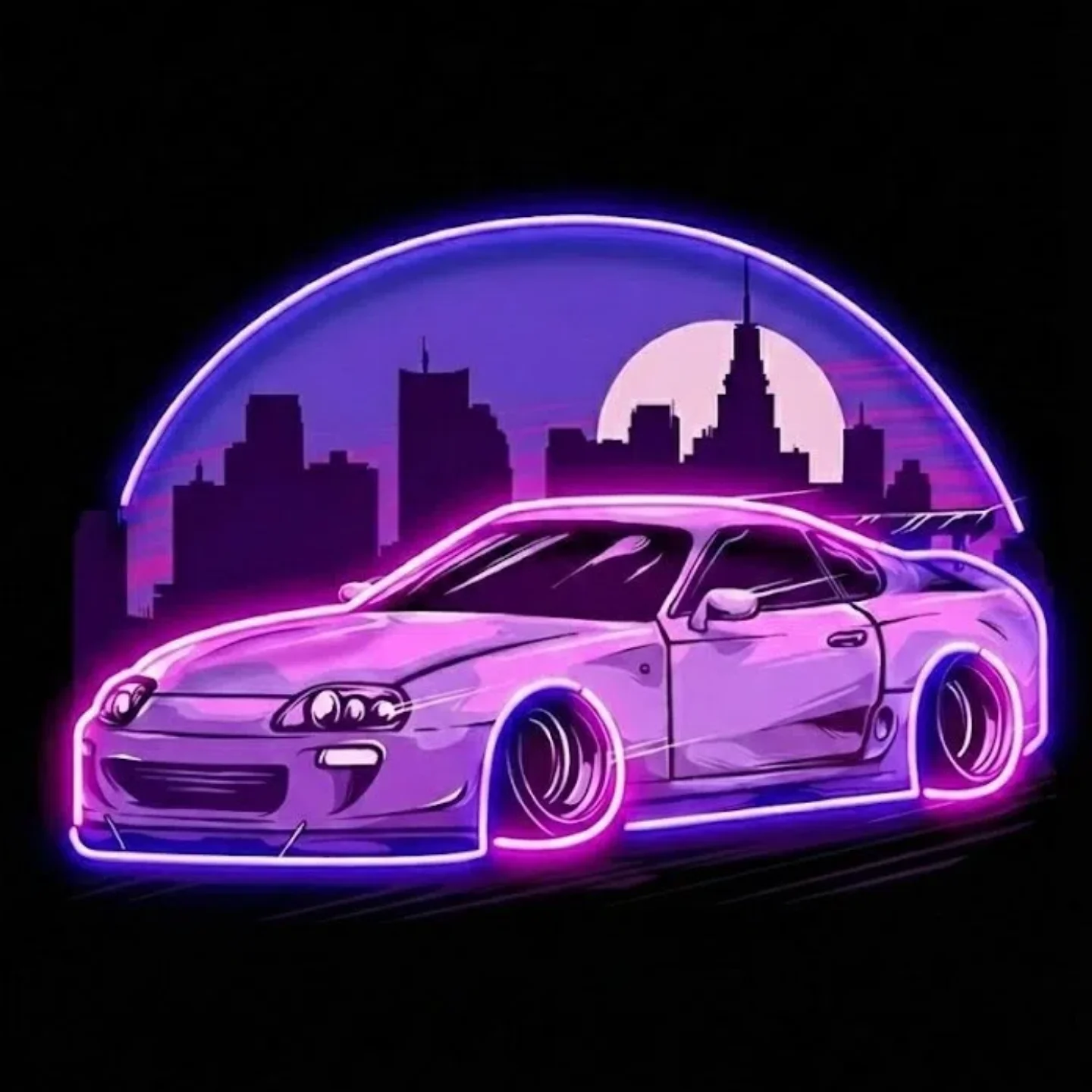 

Светодиодная неоновая вывеска JDM Sports Car с УФ-печатью, ночная подсветка городского пейзажа, декор для геймерской комнаты, мужской комнаты, гаража, 12 дюймов, подарок, USB