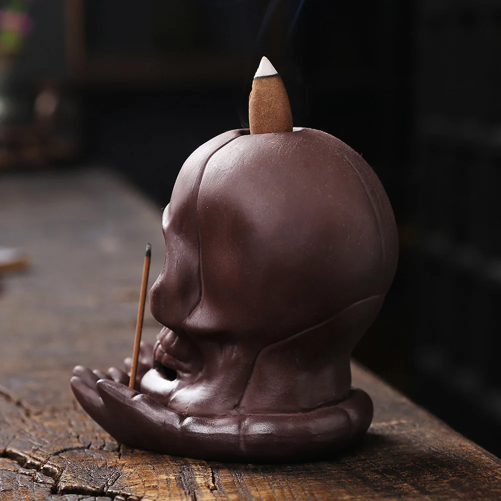 

Skull Backflow Incense Burner Halloween Censer Desktop Adornment for Relaxation Meditation and Halloween Gift Incense Burner