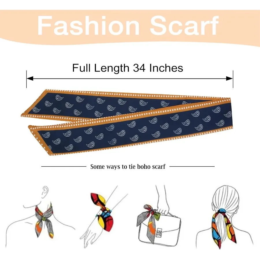 4 قطعة الأوشحة الموضة للنساء متعددة الوظائف بوهو الأوشحة Headbands وشاح من الساتان لحقيبة إكسسوارات الشعر مثالية ل عادية O
